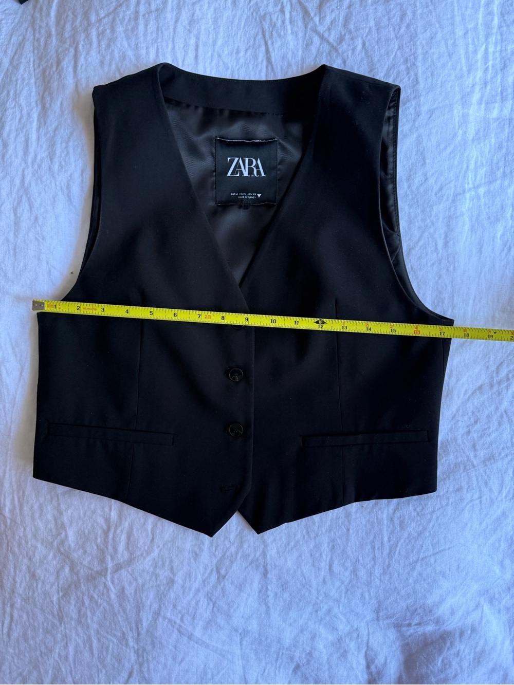 ZARA Black Button-Front Vest - Picture 6 of 6